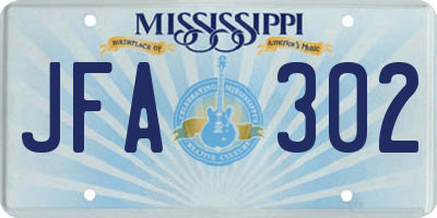 MS license plate JFA302