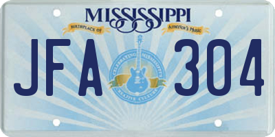 MS license plate JFA304