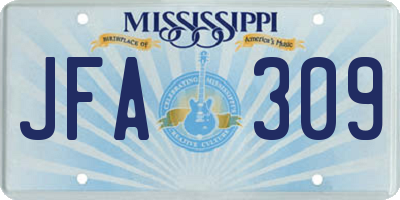 MS license plate JFA309