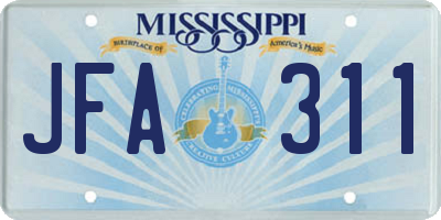 MS license plate JFA311