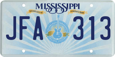 MS license plate JFA313