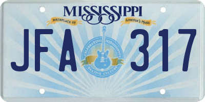 MS license plate JFA317
