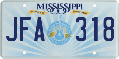 MS license plate JFA318