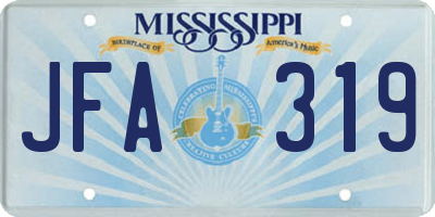 MS license plate JFA319