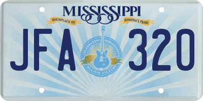 MS license plate JFA320