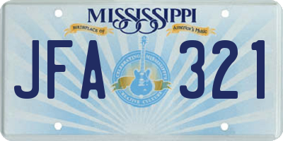 MS license plate JFA321