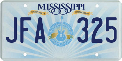 MS license plate JFA325