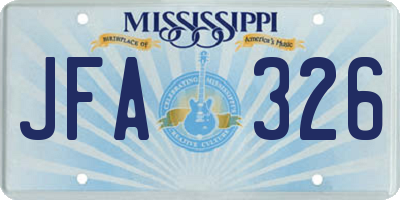 MS license plate JFA326