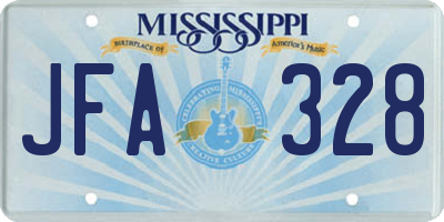 MS license plate JFA328