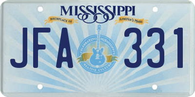 MS license plate JFA331