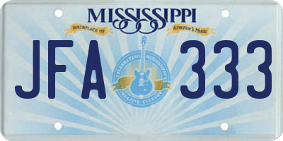 MS license plate JFA333