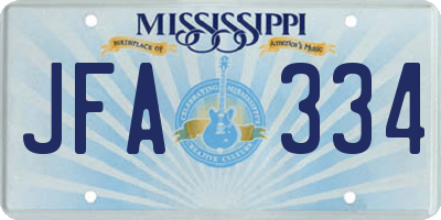 MS license plate JFA334