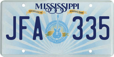 MS license plate JFA335