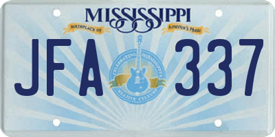 MS license plate JFA337