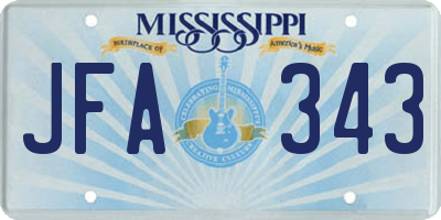 MS license plate JFA343