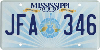 MS license plate JFA346