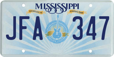 MS license plate JFA347