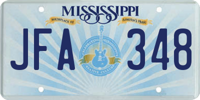 MS license plate JFA348