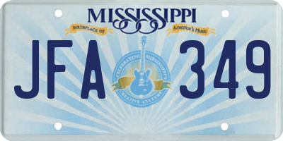 MS license plate JFA349
