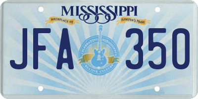 MS license plate JFA350