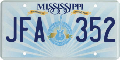 MS license plate JFA352