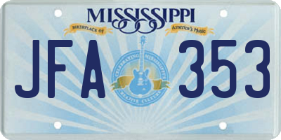 MS license plate JFA353