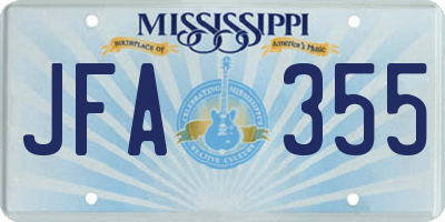 MS license plate JFA355