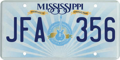 MS license plate JFA356
