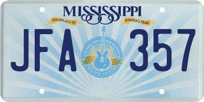 MS license plate JFA357