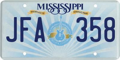 MS license plate JFA358