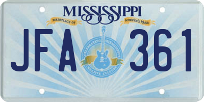MS license plate JFA361
