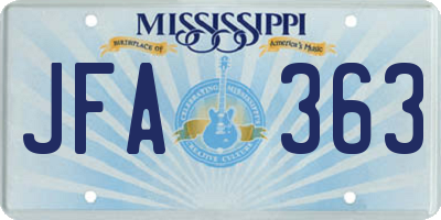 MS license plate JFA363