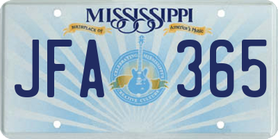 MS license plate JFA365