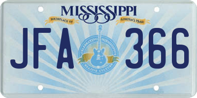 MS license plate JFA366