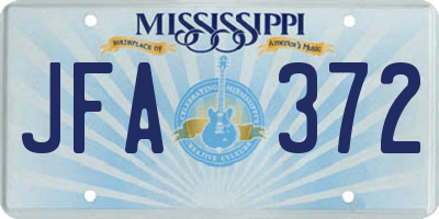 MS license plate JFA372