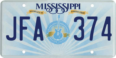 MS license plate JFA374