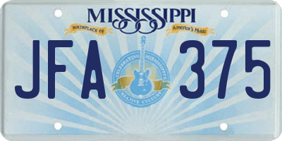 MS license plate JFA375