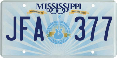 MS license plate JFA377