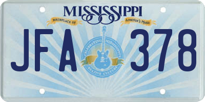 MS license plate JFA378