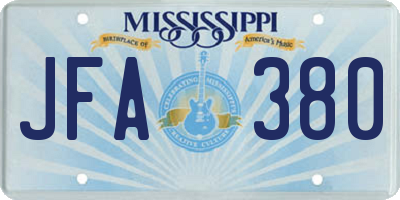 MS license plate JFA380