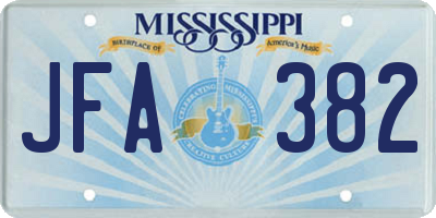 MS license plate JFA382
