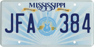 MS license plate JFA384