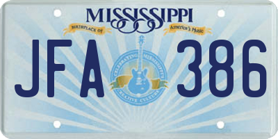 MS license plate JFA386