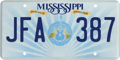 MS license plate JFA387