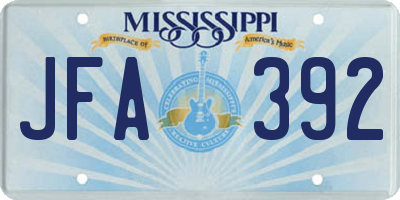 MS license plate JFA392