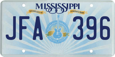 MS license plate JFA396