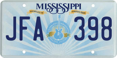 MS license plate JFA398