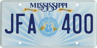 MS license plate JFA400