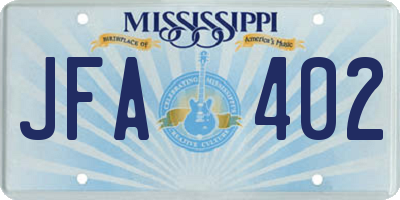 MS license plate JFA402