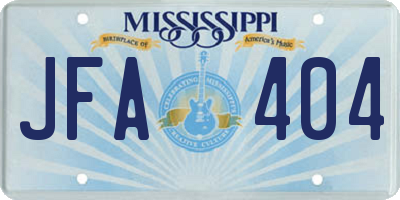 MS license plate JFA404
